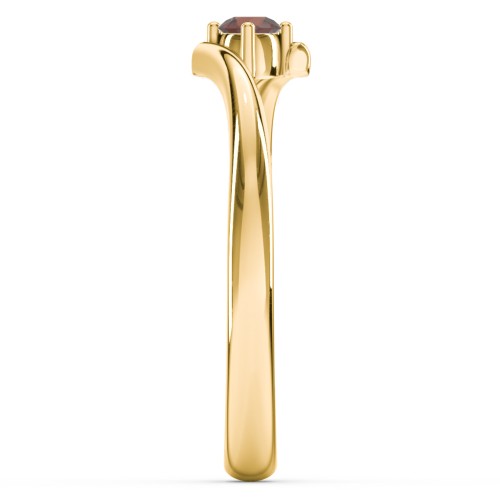 Birthstone Bypass Ring – 18K Gold Plated Silver with Garnet