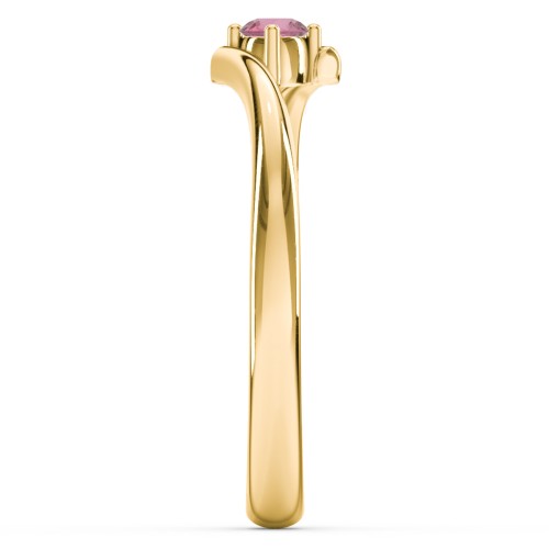 Birthstone Bypass Ring – 18K Gold Plated Silver with Pink Tourmaline