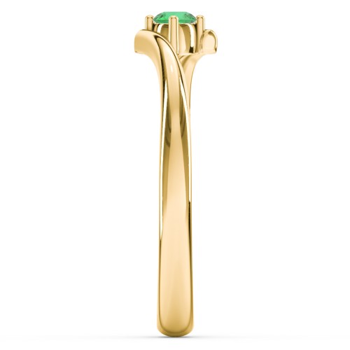 Birthstone Bypass Ring – 18K Gold Plated Silver with Emerald