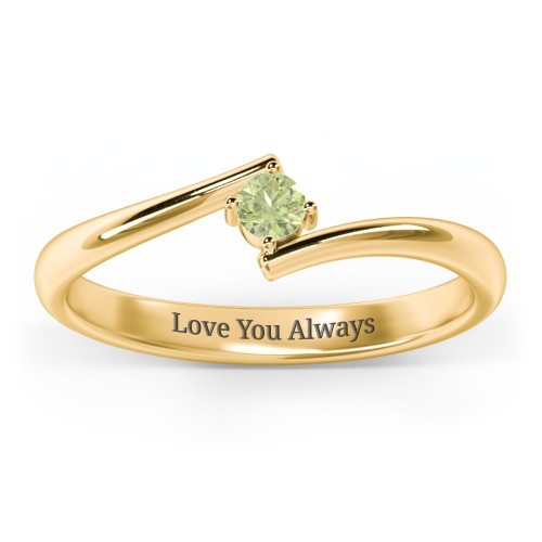 Birthstone Bypass Ring – 18K Gold Plated Silver with Peridot