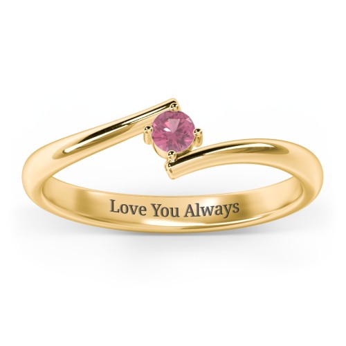 Birthstone Bypass Ring – 18K Gold Plated Silver with Pink Tourmaline