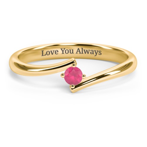 Birthstone Bypass Ring – 18K Gold Plated Silver with Ruby