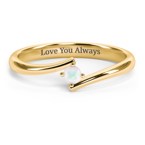 Birthstone Bypass Ring – 18K Gold Plated Silver with Opal