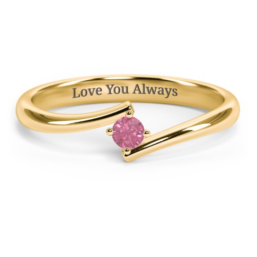 Birthstone Bypass Ring – 18K Gold Plated Silver with Pink Tourmaline