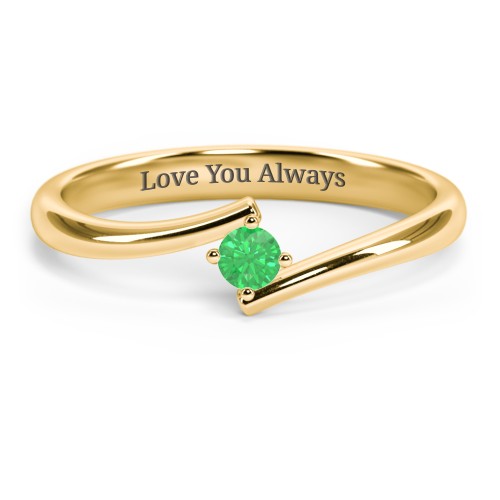 Birthstone Bypass Ring – 18K Gold Plated Silver with Emerald