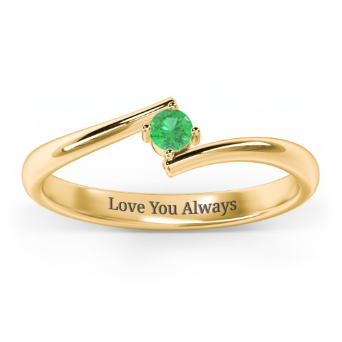 Birthstone Bypass Ring – 10K Yellow Gold with Emerald