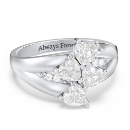 Multi-Heart Split-Band Ring in 925 Sterling Silver with Diamond