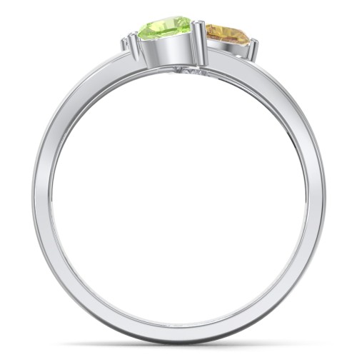 Multi-Heart Split-Band Ring – Sterling Silver with Amethyst, Blue Topaz, Citrine, Peridot, and Cubic Zirconia