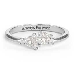 Pair of Hearts Gemstone Promise Ring with Accent Stones