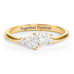 Pair of Hearts Gemstone Promise Ring with Accent Stones