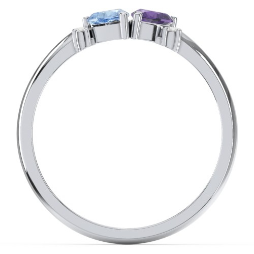 Pair of Hearts Gemstone Promise Ring with Accent Stones