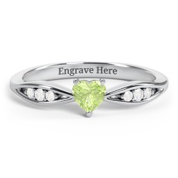 Heart Gemstone Promise Ring with Trio Set Accent Stones