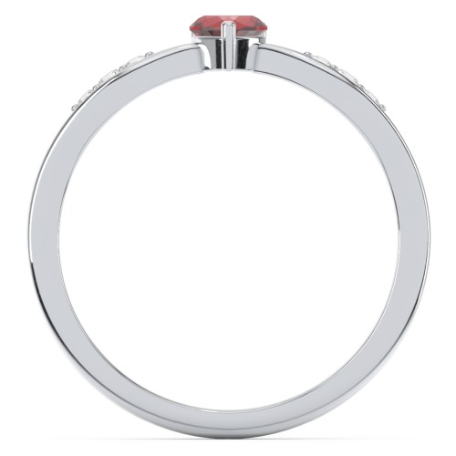 Heart Gemstone Promise Ring with Trio Set Accent Stones