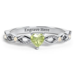 Twisted Vine Gemstone Heart Promise Ring with Accent Stones