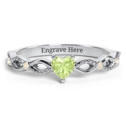 Twisted Vine Gemstone Heart Promise Ring with Accent Stones