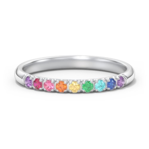 Rainbow Stackable Ring - 2mm – Sterling Silver with Topaz - Rainbow