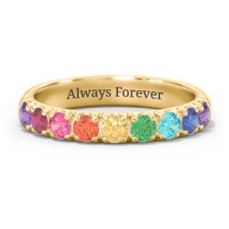 Rainbow Stackable Ring - 3mm in 18K Gold Plated Silver with Topaz - Rainbow