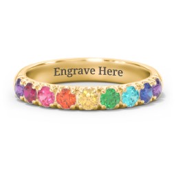 Rainbow Stackable Ring - 3mm in 10K Solid Yellow Gold with Topaz - Rainbow