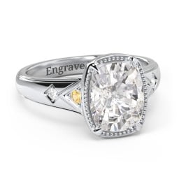 Elongated Cushion "Golden Era" Ring with Birthstones