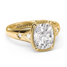 Elongated Cushion "Golden Era" Ring with Birthstones in 18K Gold Plated Silver with Cubic Zirconia and White Premium Zirconia