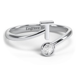 Initial & Birthstone Bypass Ring