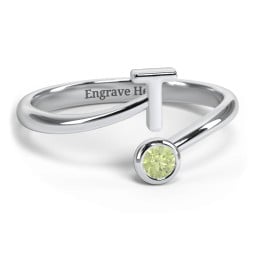 Initial & Birthstone Bypass Ring