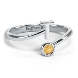Initial & Birthstone Bypass Ring