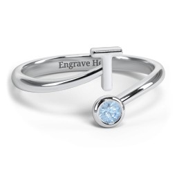 Initial & Birthstone Bypass Ring