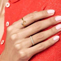 Initial & Birthstone Bypass Ring