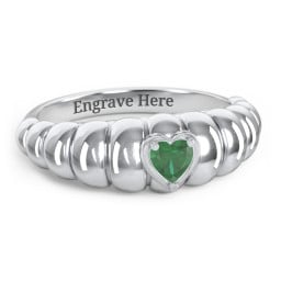 Croissant Dome Ring with Heart Gemstone