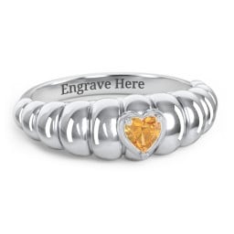 Croissant Dome Ring with Heart Gemstone