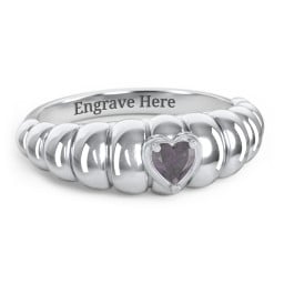 Croissant Dome Ring with Heart Gemstone