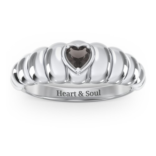 Croissant Dome Ring with Heart Gemstone