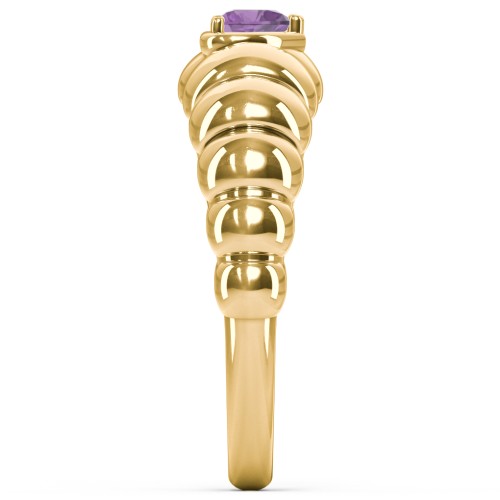 Croissant Dome Ring with Heart Gemstone – 18K Gold Plated Silver with Amethyst