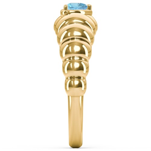 Croissant Dome Ring with Heart Gemstone – 18K Gold Plated Silver with Blue Topaz