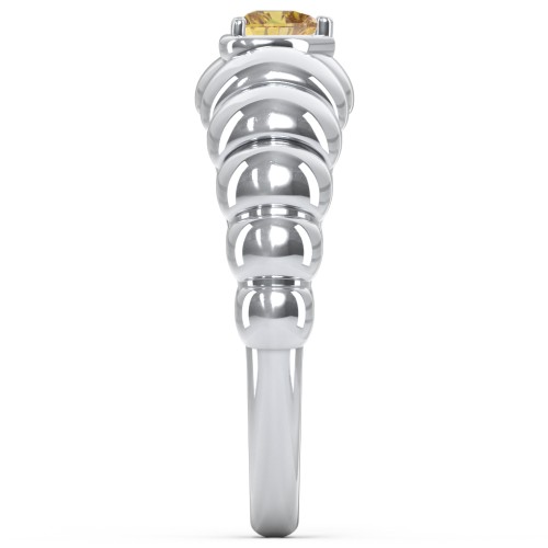 Croissant Dome Ring with Heart Gemstone – Sterling Silver with Citrine