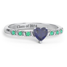 Solitaire Heart Gemstone Ring with Side Accent Stones