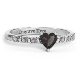 Solitaire Heart Gemstone Ring with Side Accent Stones