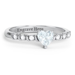 Solitaire Heart Gemstone Ring with Side Accent Stones