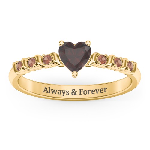 Solitaire Heart Gemstone Ring with Side Accent Stones