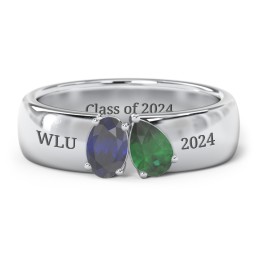 Toi et Moi Oval and Pear Gemstone Ring with Wide Band