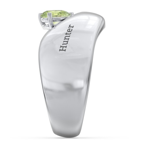 Toi et Moi Pear Gemstone Ring with Wide Curved Band
