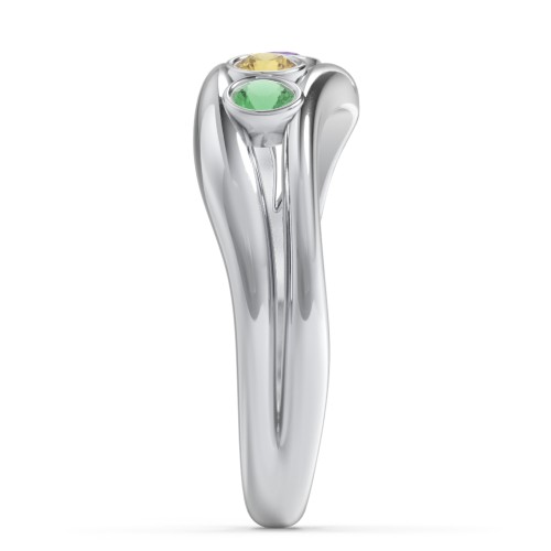 Curved 4 Bezel-Set Round Birthstone Ring