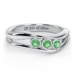 Curved 2-4 Bezel-Set Round Birthstone Ring