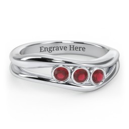 Curved 2-4 Bezel-Set Round Birthstone Ring