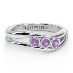 Curved 2-4 Bezel-Set Round Birthstone Ring