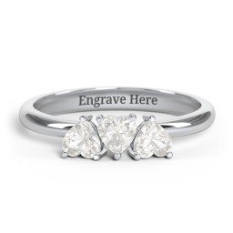 3 Heart Birthstone Ring in 925 Sterling Silver with Cubic Zirconia