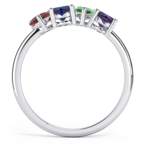 4 Heart Birthstone Ring