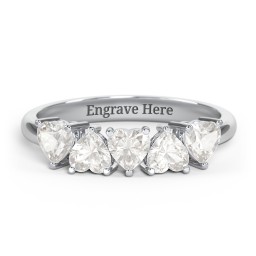 5 Heart Birthstone Ring in 925 Sterling Silver with Cubic Zirconia