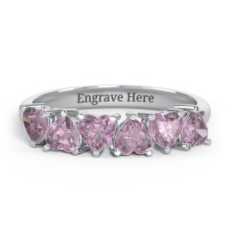 6 Heart Birthstone Ring